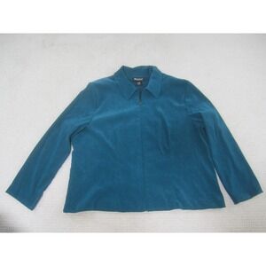 Briggs New York Jacket Women Teal Long Sleeve‎ Zip Front Size 24W Polyester
